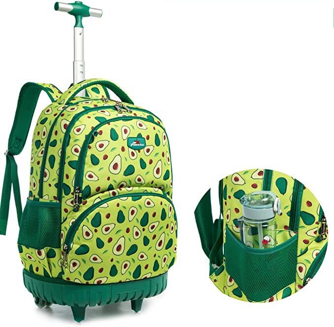 Jasminestar crianças escola trolley sacos mochila com saco de almoço caso lápis para meninos e meninas 18 polegada rolando mochila com rodas