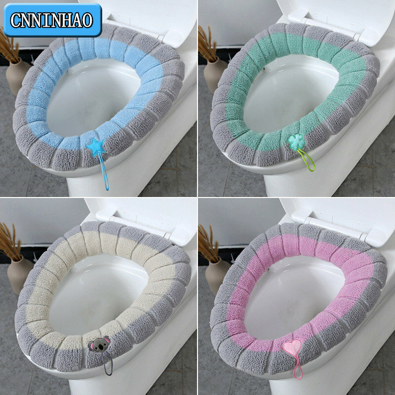 Seat Cover Mat Winter Warm Toilet Bathroom Pad For Kids Cushion with Handle Thicker Soft Washable Closestool Warmer Accessories