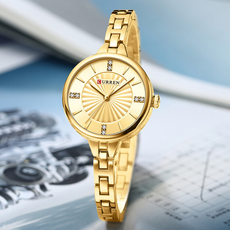 Curren-relógio de quartzo de luxo feminino, relógio pulseira magnética, pulseira esportiva, para mulheres
