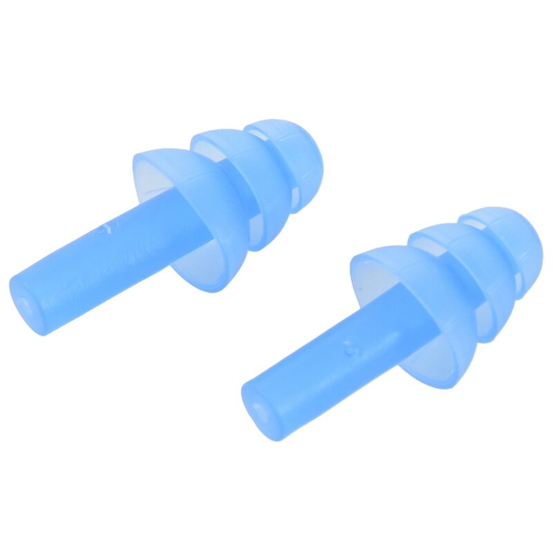 2 par natação mergulho flexível silicone tampões de ouvido earplug azul
