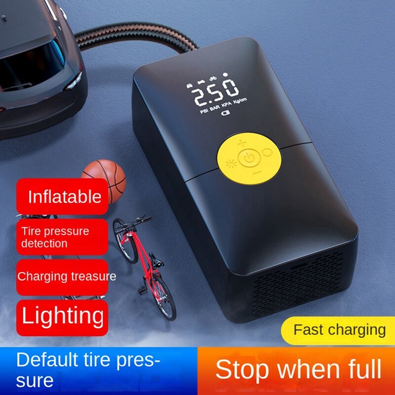 Rechargeable Air Pump Tire Inflator Type-C Portable Compressor For Bike Ball Inflato