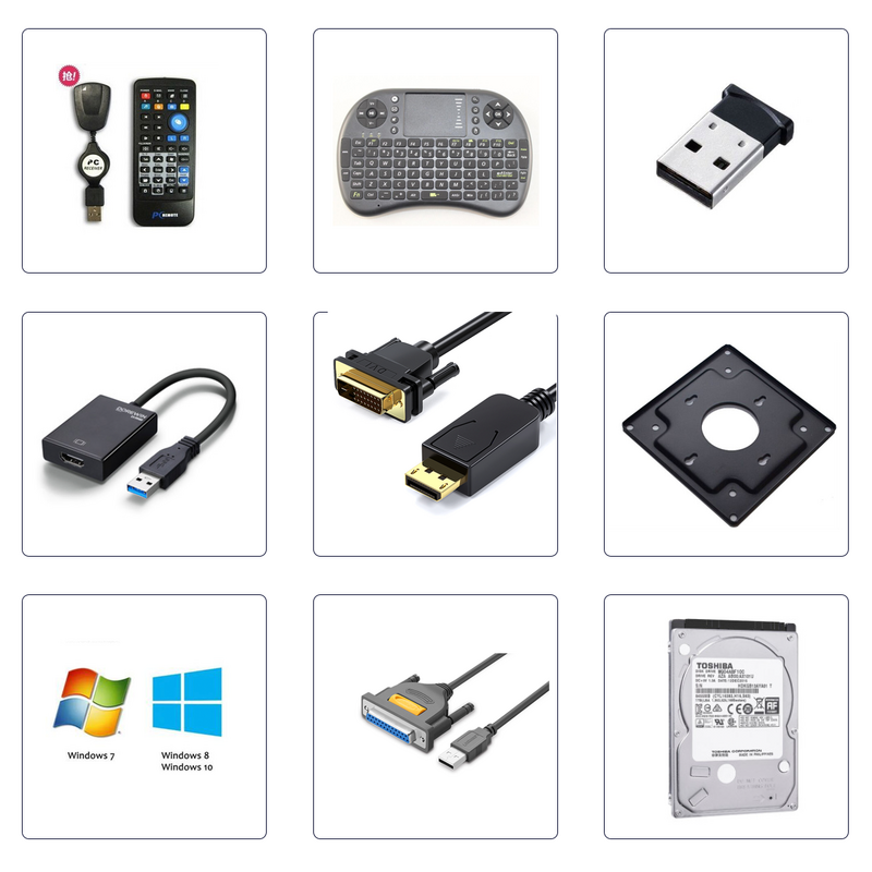 VENOEN-Mini accesorios para PC, HUB USB, montaje VESA, unidad de DVD normal, Cable HDMI a VGA, Dongle Bluetooth, licencia Win10