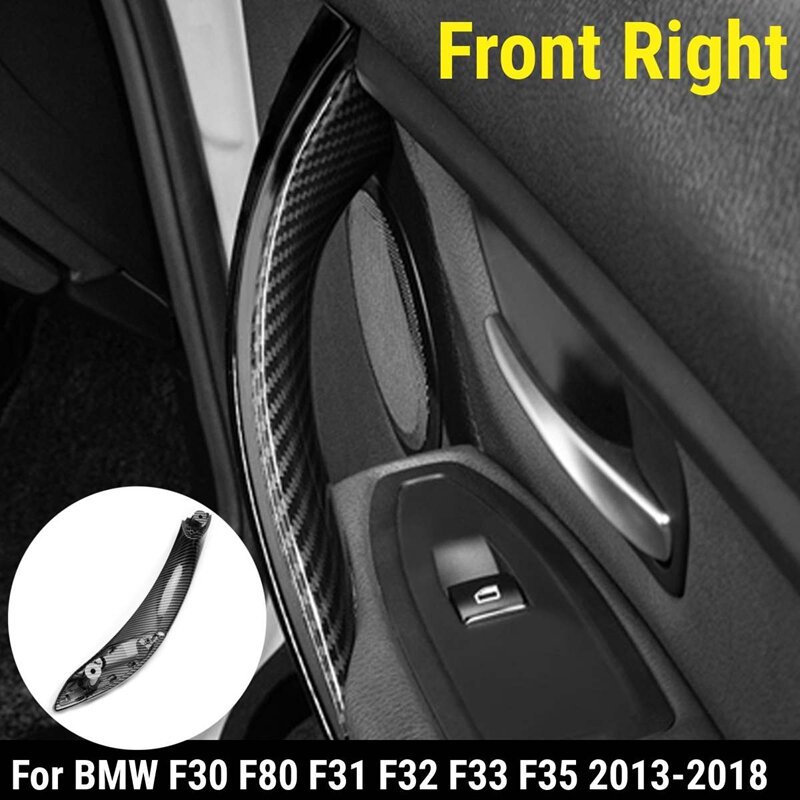 อุปกรณ์เสริมรถยนต์แผ่นครอบแบบมือจับประตูด้านในสำหรับ BMW F30 F80 F31 F32 F33คาร์บอน2013-2018สีดำ