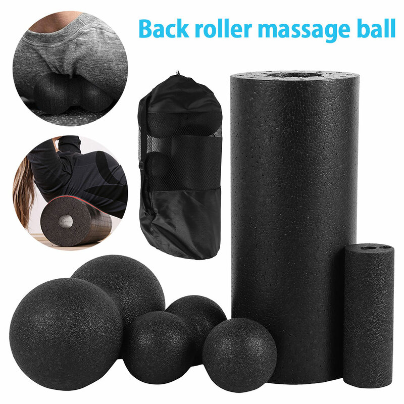 Rouleau de massage en mousse Pilates pour hommes et femmes, noir, ensemble de balles de fitness, exercice de libération musculaire, équipement de yoga