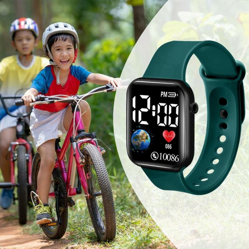 Elektroniczny zegarek LED wodoodporna pasek z miękkiego silikonu tarcza ziemi dla dzieci studenci na co dzień sport cyfrowy zegarek prezent urodzinowy