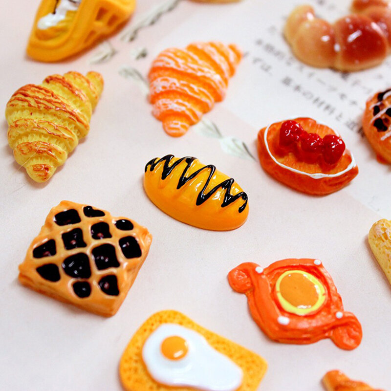 Faux aliments artificiels miniatures pour enfants, gâteau, pain, biscuit, modèle de maison de courses, accessoires de cuisine, décor de maison au beurre, jouets, 3 pièces