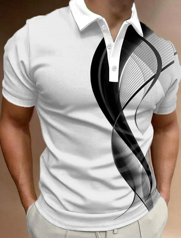 Optische Illusie Heren Mode Casual 3d Print Golf Polo Polyester Korte Mouw Turndown T-Shirts Micro-Elastische Revers Polo Shirt