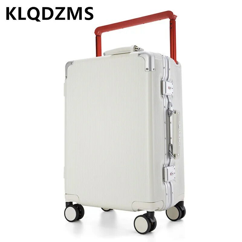 KLQDZMS Multifunctional Luggage PC Aluminum Frame Boarding Case 24" Trolley Case 20" Ladies USB Charging Carry-on Suitcase