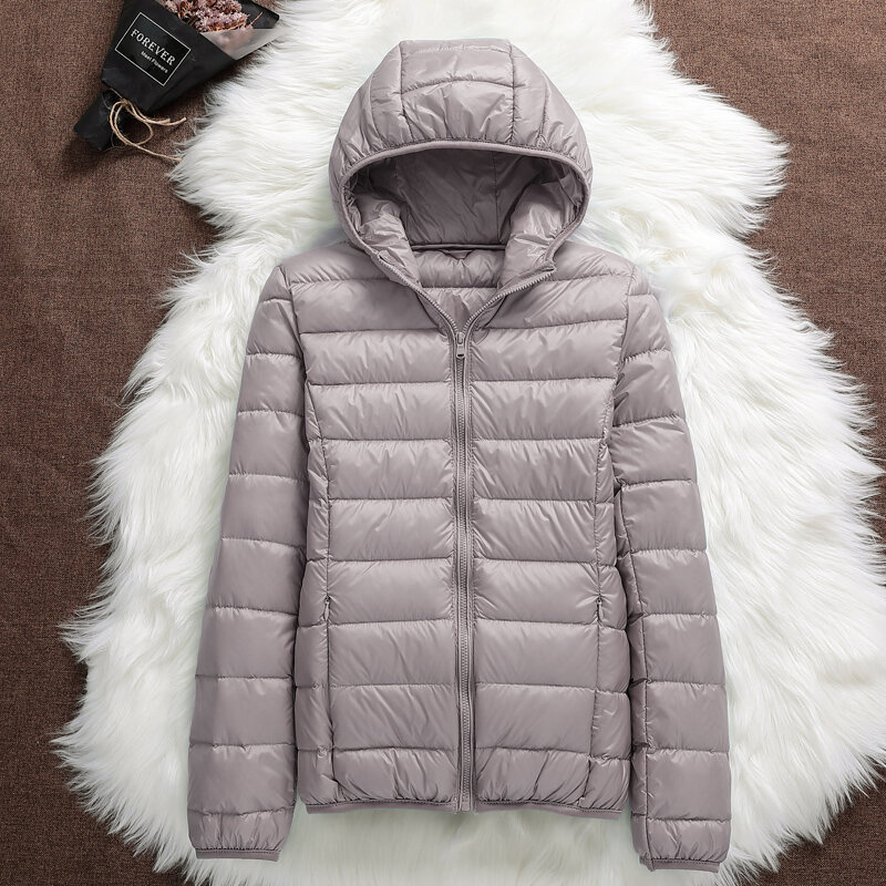 2021 New Women Thin Down Jacket White Duck Down  Jackets Autumn And Spring Warm Coats Portable Outwear