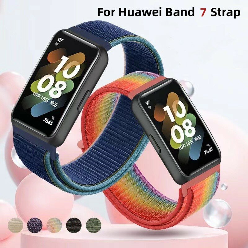 Tali loop nilon untuk jam tangan pintar Huawei band 7 Aksesori Band sabuk pengganti gelang olahraga gelang Huawei Band 7 Correa