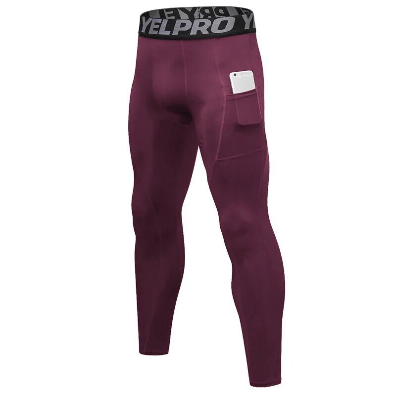 Hot Sale Full Length Fitness Running Legging with Zipper Pocket High Elastic Waist Breathable Gym Compression Jogging Pants Men