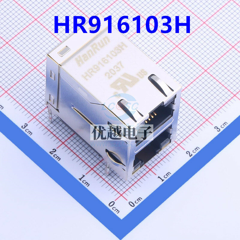 5 pces original novo hr916103h conector transformador de rede dupla boca rj45 ethernet hr916103h 1x2 porto duplo rj45