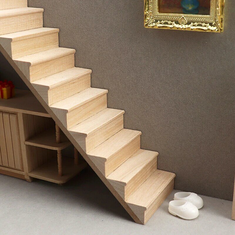 1:12 Dollhouse Miniature Staircase Mini No Handrail Stairs Furniture Model Decor Toy Doll House Accessories