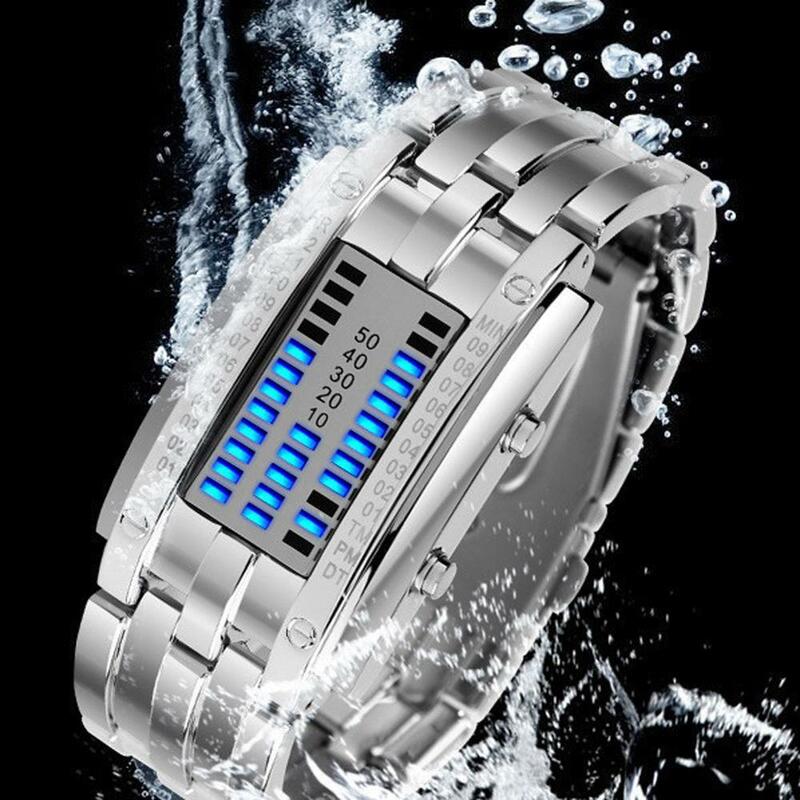 Miłośnicy 2023 oglądają modne męskie damskie luksusowe ze stali nierdzewnej świetlne cyfrowe elektroniczne zegarki sportowe LED dla pary