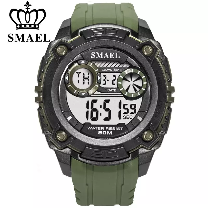 SMAEL Męskie zegarki sportowe Wodoodporne podświetlenie LED Cyfrowy zegarek Chronograf Zegar wstrząsowy Moda Casual Elektronika Zegarki na rękę
