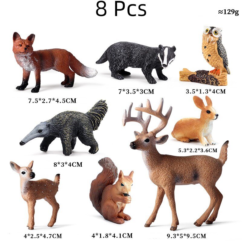 Modèle d'animal sauvage de forêt de simulation pour enfants, renard, lapin, SLaura rel, cerf à queue blanche, ornements, jouets modèles d'animaux