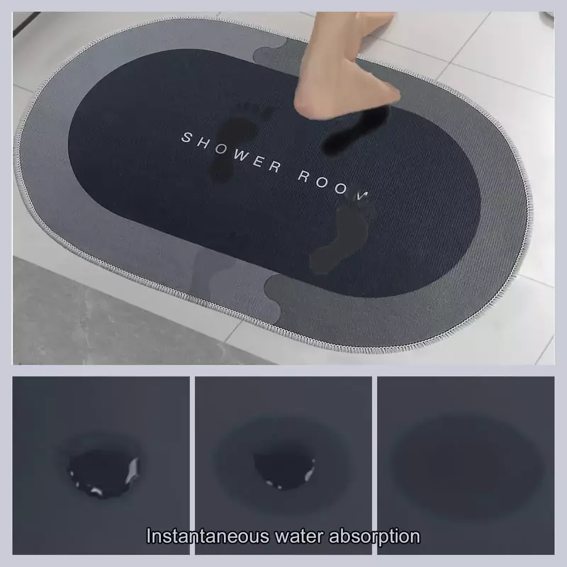 BGZLEU Bath Rug - Super Absorbent  Bathroom Floor Mats, Shower Rug for in Front of Bathtub, Shower Room (16x24in) (Black)