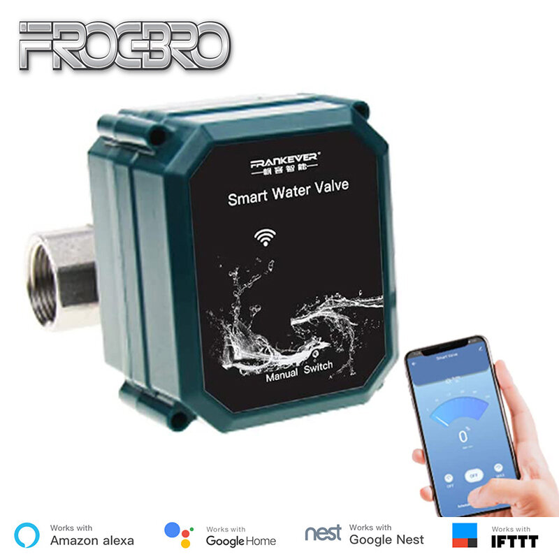FROGBRO-Temporizador de agua inteligente con WIFI, válvula de agua inalámbrica, Control remoto, riego automático inteligente, funciona con Alexa, Google Home, Tuya