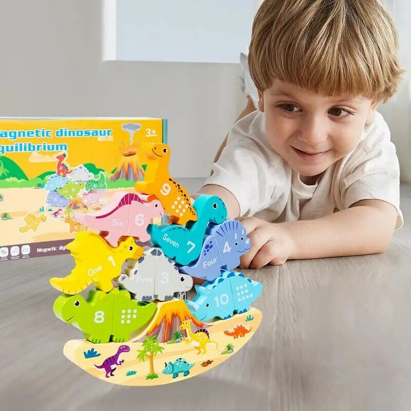 Brinquedo empilhador de madeira para criança, Brinquedos Dinossauros Magnéticos, Sala de aula pré-escolar, Must Haves, Crianças