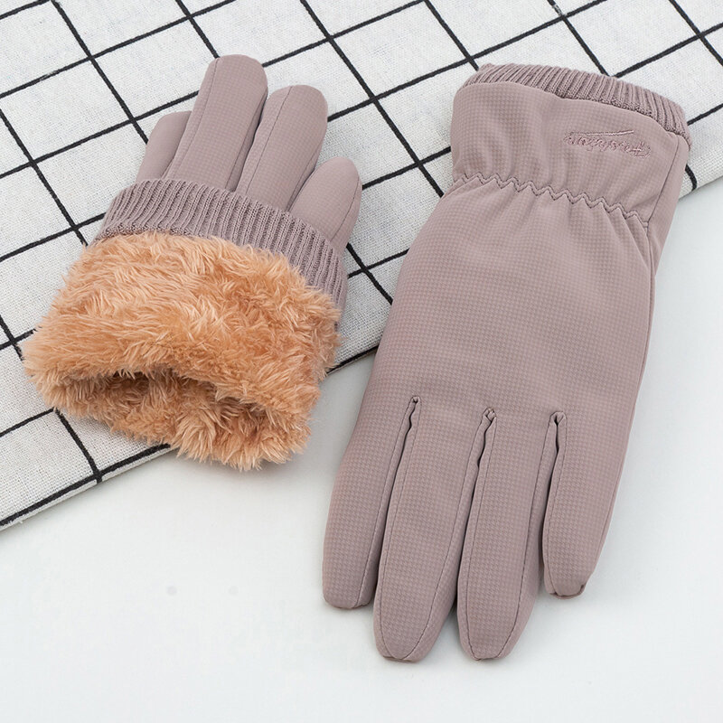 Ocieplacz na zimę damskie rękawiczki rowerowe wiatroodporny wodoodporny ekran dotykowy wewnętrzne pluszowe antypoślizgowe przyjazne dla skóry miękkie kobiece rękawiczki