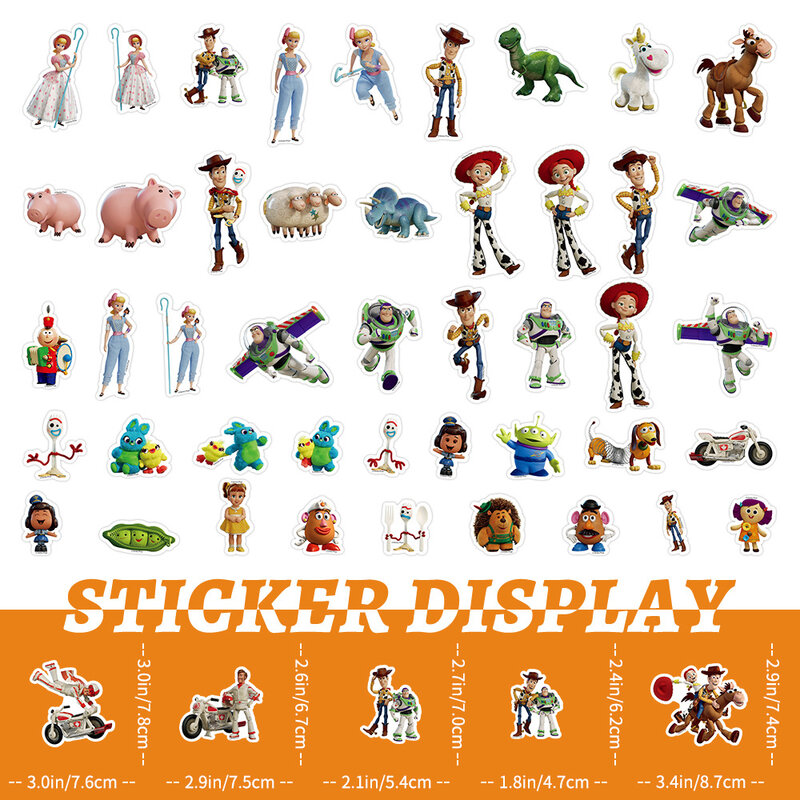 10/30/50 buah stiker cerita kartun lucu stiker Anime Disney DIY koper casing ponsel keren stiker vinil menyenangkan untuk mainan anak