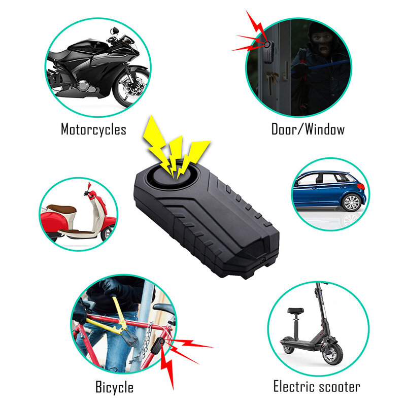 Sicurezza del motociclo Anti smarrimento telecomando senza fili rilevatore di vibrazioni impermeabile sensore di allarme per bicicletta elettrica per auto