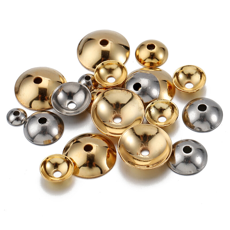50pcs 3-10mm Gold Color Stainless Steel Round Bead Caps Spacer Beads for Jewelry Making DIY Components Accessories Wholelsale