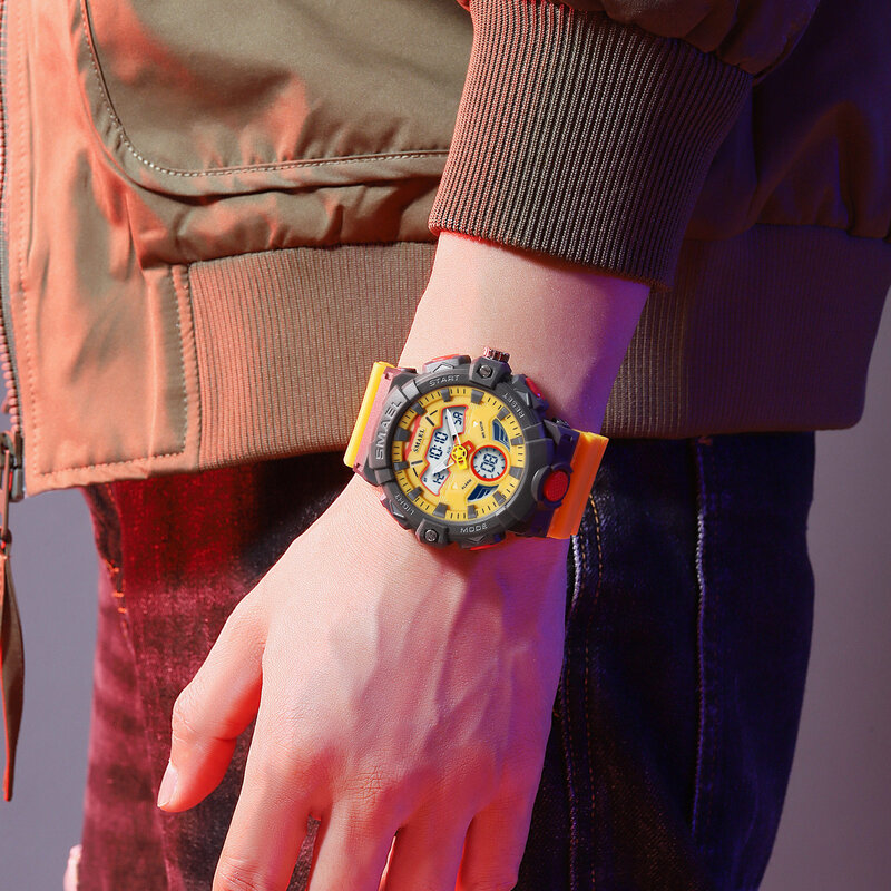 Модные мужские классические повседневные 50 м Водонепроницаемые многофункциональные двойные часы Военные Спортивные светодиодные цифровые кварцевые часы