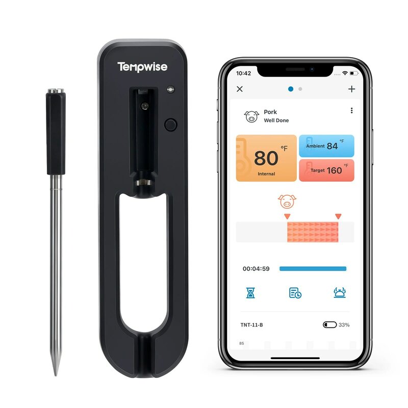Tempwise-Termômetro Inteligente para Forno, Compatível com Bluetooth, Controle de Temperatura, Carne, Fogão, Grelha, Sous Vide, Fumante, 30m