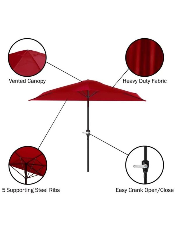 9 piedi. Ombrello da esterno semicircolare con ombrellone