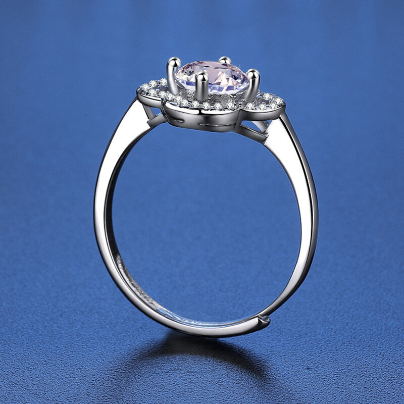 Joias แหวนอัญมณีสีเงินสำหรับผู้หญิง1CT รูปตัว D ที่มีสีสัน S925ของขวัญวันครบรอบที่สวยงามและทันสมัยเป็นตัวเลือกแรก