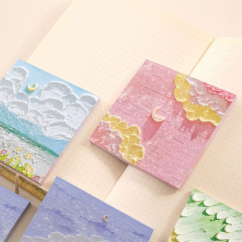 Landscape Landscape Sticky Notes Stereo Perception Memo Pad Sticky Note Paper Oil Painting Exquisite Note Pad Office Supplies