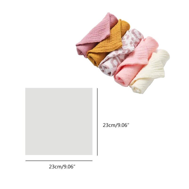 5 قطعة منديل قماش للوجه منديل من قماش الشاش مريلة تغذية الرضع غسل اليد مناديل للوجه طفل قطن مناشف مربعة G99C