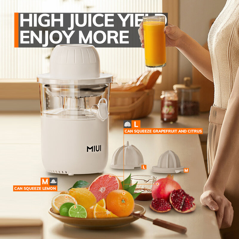 MIUI Electric Citrus Juicer Squeezer with 2 Cones, Stainless Steel Quiet Orange Juice Extractor Machine, Large Capacity, 850W