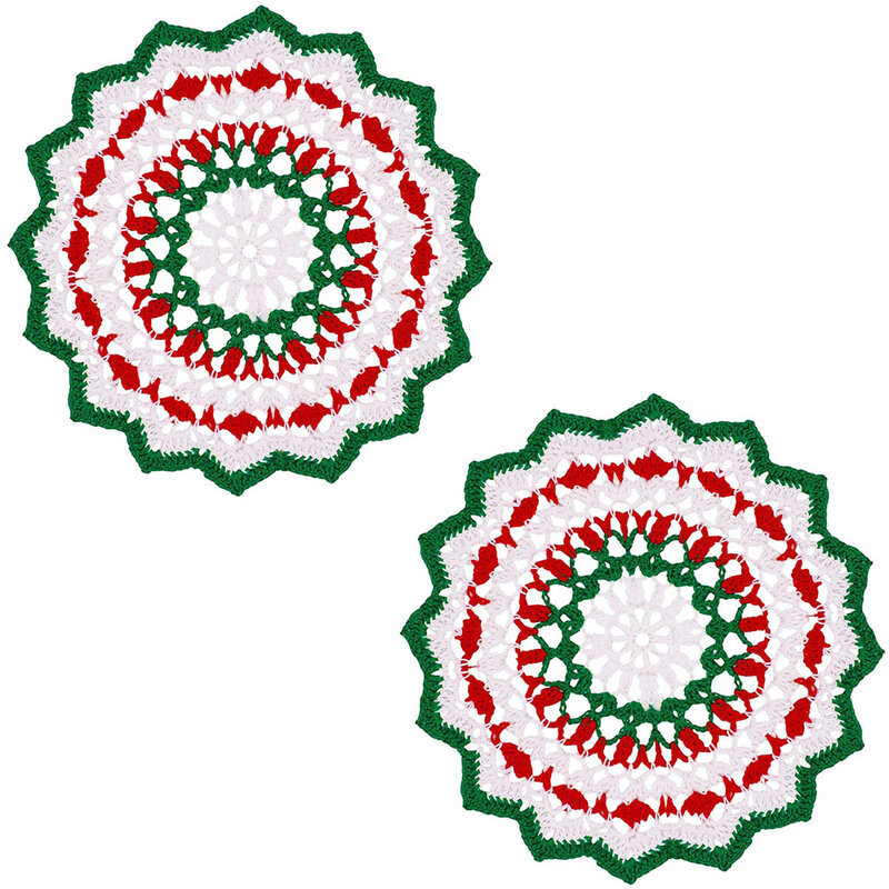 BomHCS-Mantel de ganchillo para Navidad, manteles individuales de encaje para manualidades, posavasos redondos, 2 unids/lote