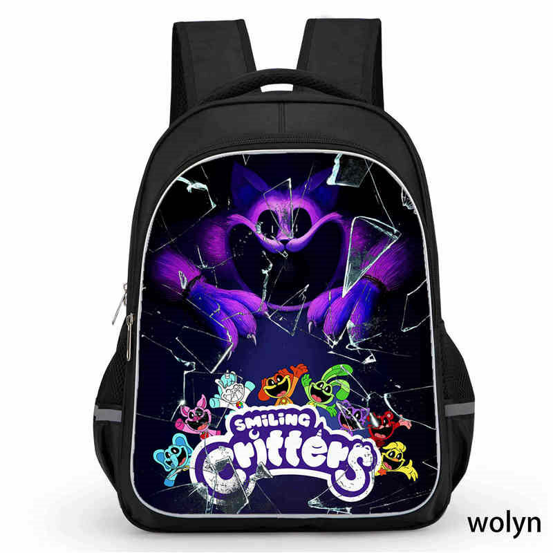 Mochila de dibujos animados para niño y niña, bolso escolar de gran capacidad con doble bolsillo principal con cremallera, Critters