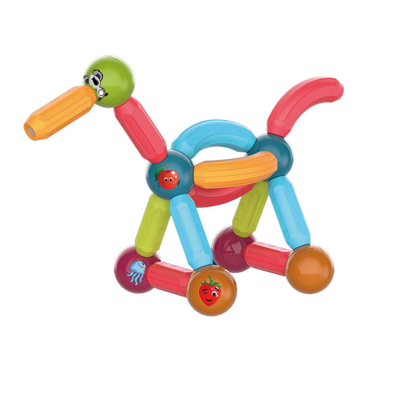 Plástico 26 pces conjunto colorido quebra-cabeça bloco de construção brinquedo haste bola varas magnéticas para construção