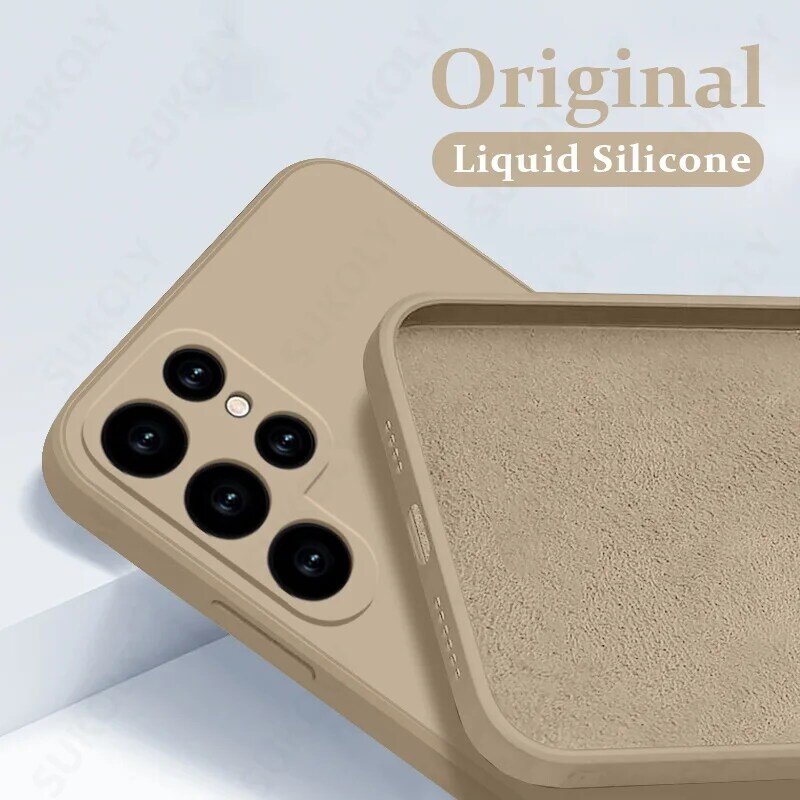 Coque carrée antichoc en silicone liquide pour Samsung, coque de téléphone pour Galaxy S24, S23, S22 Ultra, S21 FE, S21 Plus, A55, A53, A52S, A54
