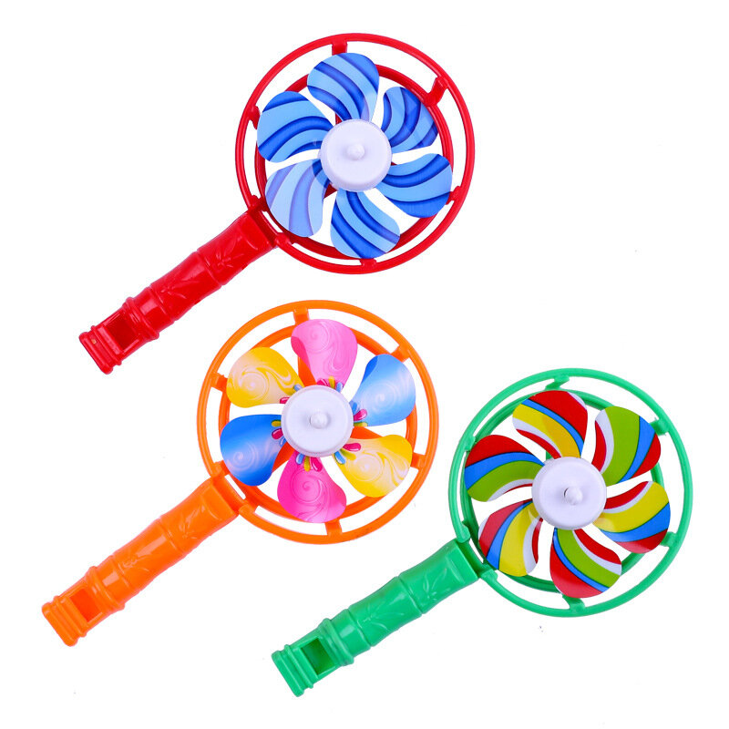 1 Buah Mainan Kincir Angin Kecil Peluit Warna-warni Kreatif Peluit Plastik Klasik Pinwheel Hadiah Pesta Ulang Tahun Anak-anak untuk Anak Perempuan