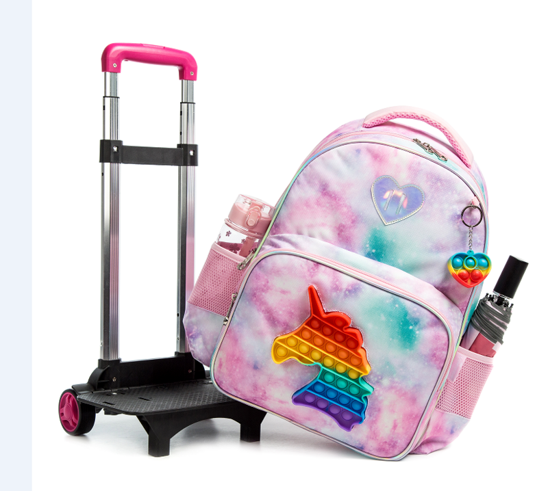School Rolling Backpack bag set lunch bag pen bag for girls School trolley backpack school wheeled backpack bookbag with wheels