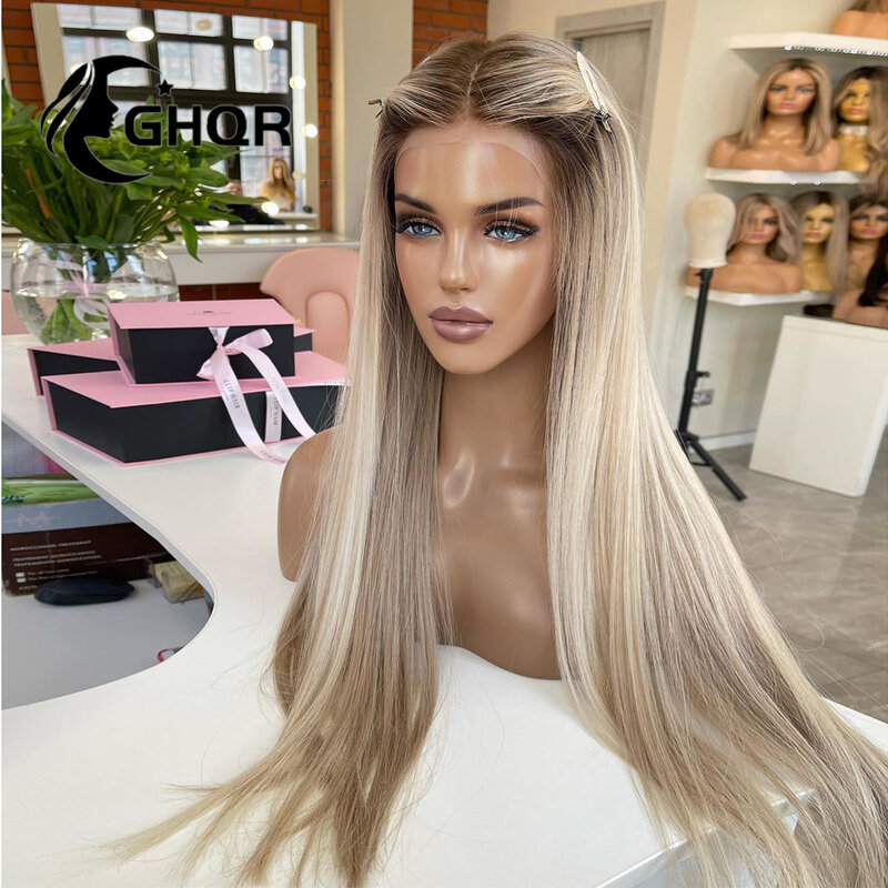 Highlight Ombre Lace Front Wig Human Hair 13x4 13x6 HDTransparent full lace 360 frontal Pre Plucked brazilian Natural Hairline