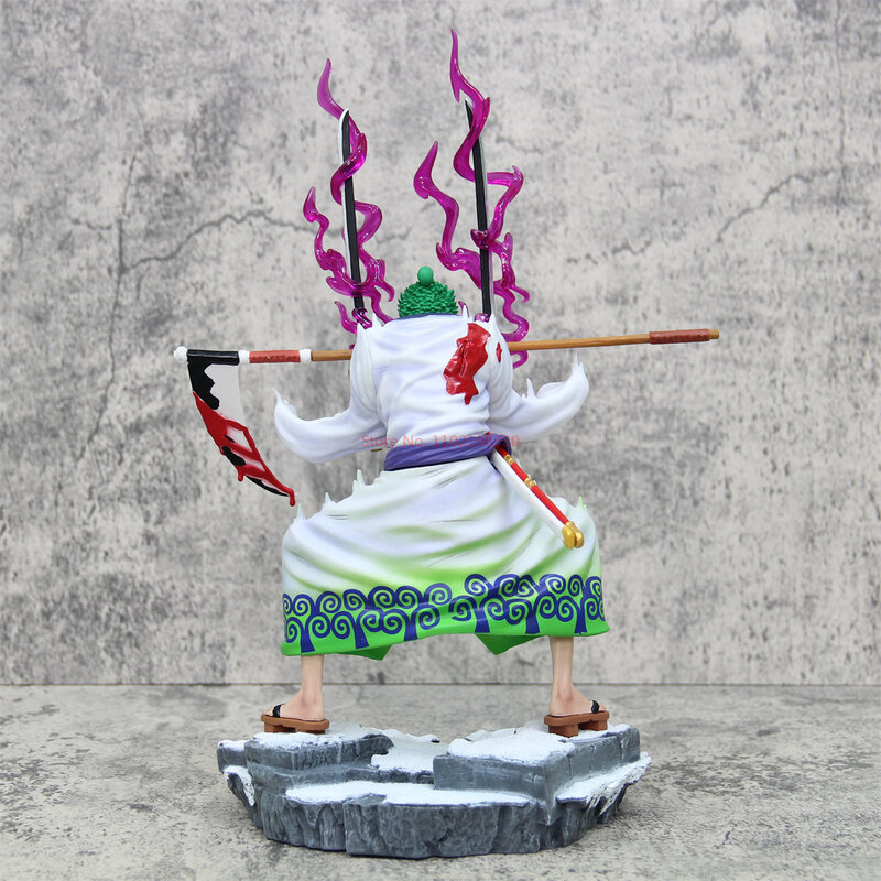 Figur aksi tiga pisau hadiah boneka Ornamen figur aksi Pvc Anime One Piece Zoro Wano Roronoa Zoro 31cm