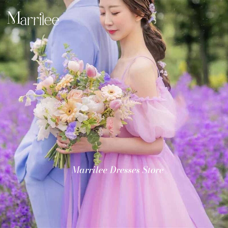 Princess Purple Long Evening Dresses Cut Out Photo Shoot Wedding Dress Puff Sleeve A Line Backless Prom Dress Vestidos Custom