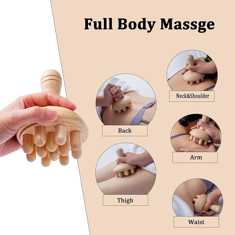 Herramientas de masaje de setas de madera, masajeador de setas de madera, terapia linfática anticelulitis, herramientas de taza de masaje para todo el cuerpo, 1PC