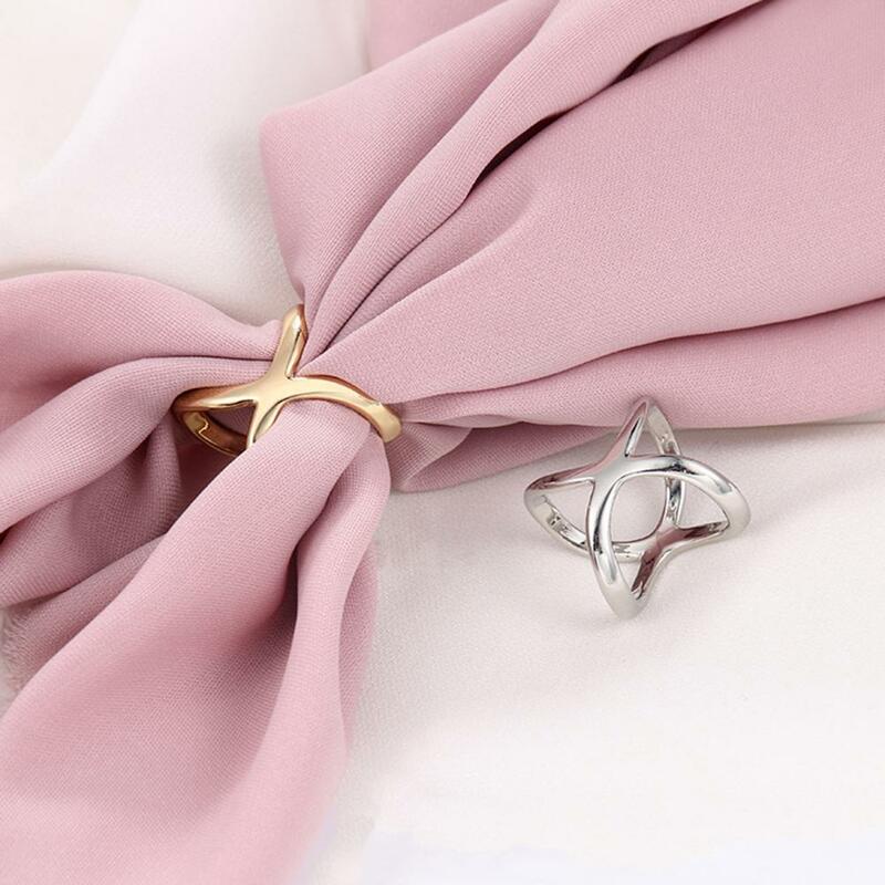 3 pz/set anello sciarpa croce cava elegante sciarpa multiuso fibbia sciarpa a forma di X porta fibbia scialle spille in metallo per le donne