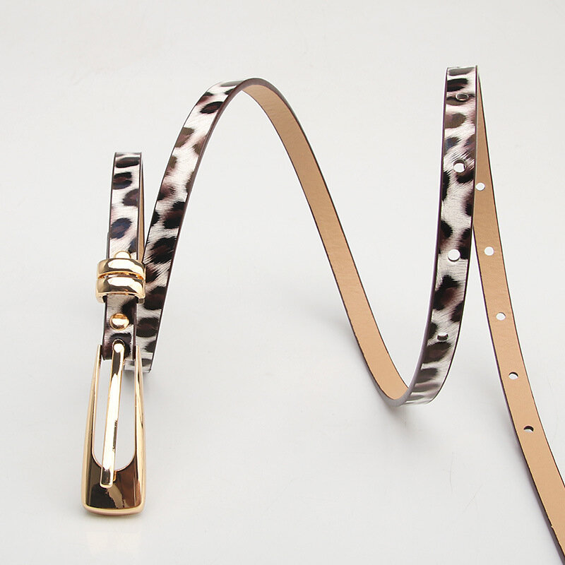 Cinturón de leopardo fino para mujer, accesorios de charol Pu de alta calidad, cinturón con vestido, abrigo, cintura