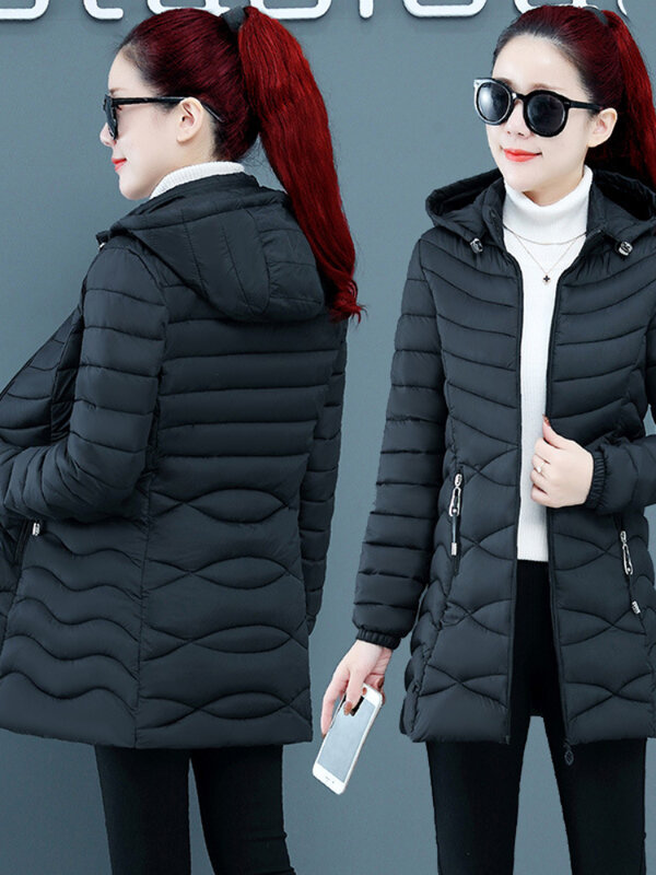 Ladies Long Warm Coat Women Ultra Light Down Cotton Jacket Women's Overcoats Hip-Length Hooded Winter 2023 Female Thick  Clothes