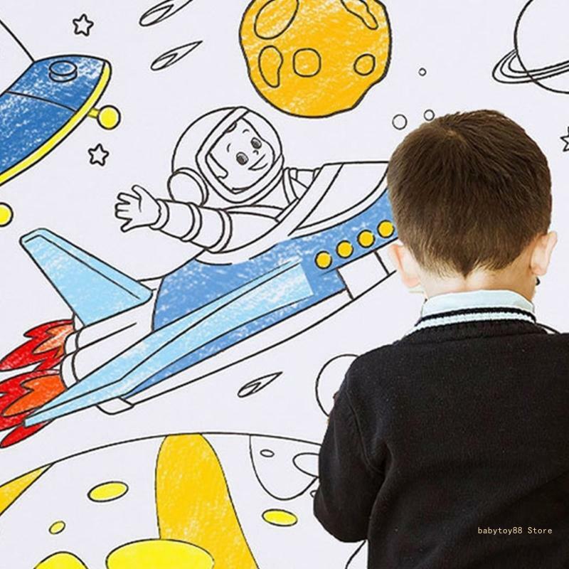 Rolo papel para colorir criativo diy para crianças rolo papel para colorir tema oceano papel pintura para crianças