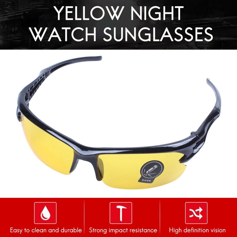 Lunettes de soleil de cyclisme en plein air, feuille de vision nocturne, noir et jaune