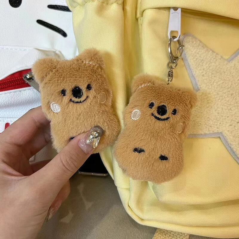 Cartoon Squeak Little Brown Bear Plush Toy Keychain Backpack Pendant Decoration Accessories